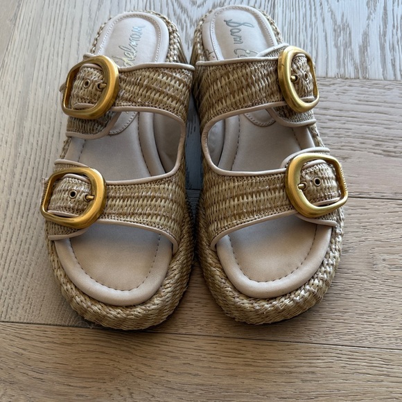 Sam Edelman Rattan Platform Slides - Picture 1 of 7